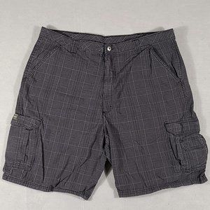Wrangler Original Gray Plaid Cargo Shorts Mens Size 42 Lightweight Casual Work